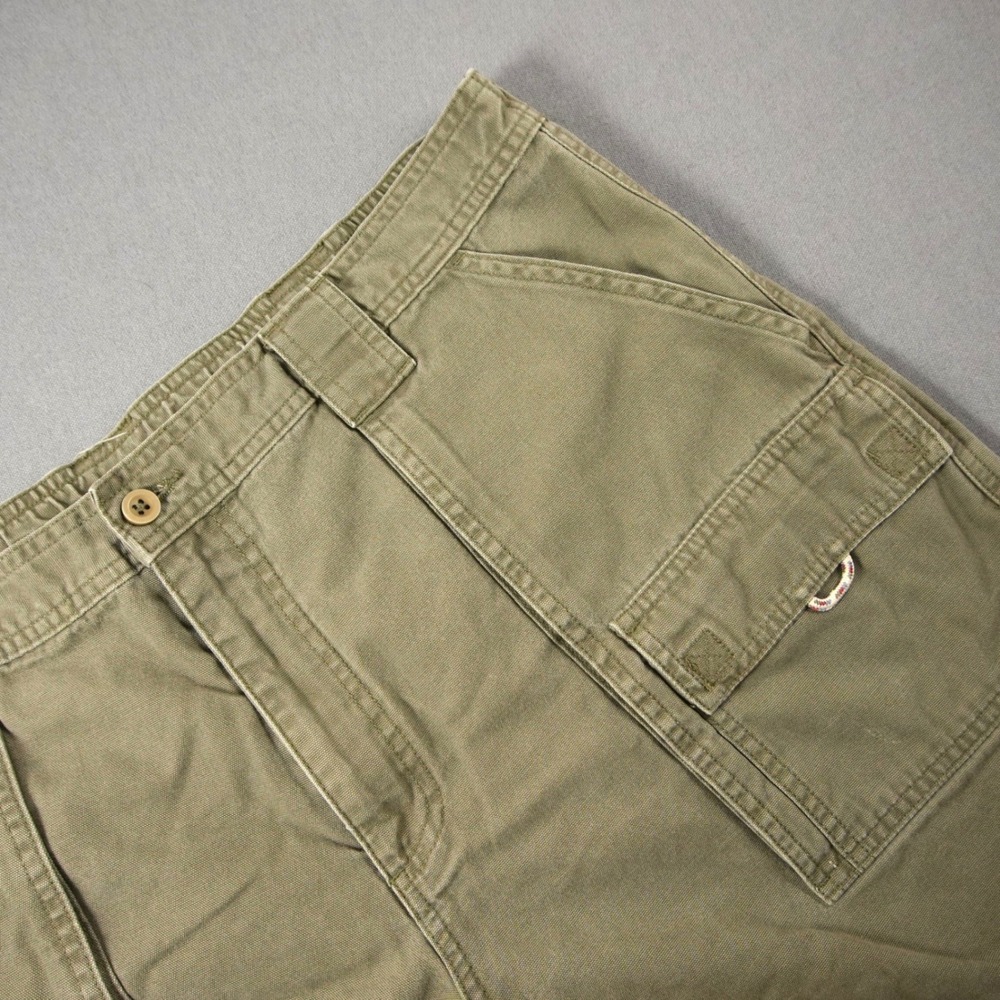 Retro LL Bean Cargo Safari Canvas Utility Shorts Mens 40 Green Hiking Camping